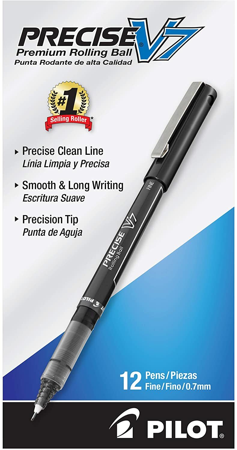 Precise V7 Stick Liquid Ink Rolling Ball Stick Pens, Fine Point (0.7mm) Black In