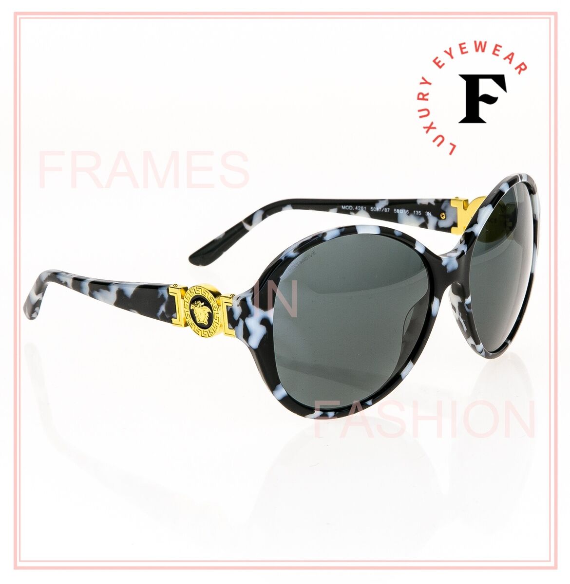 VERSACE Oversized 4261 Spotted Black White Zebra Chain VERSACE Oversized 4261 Spotted Black White Zebra Chain