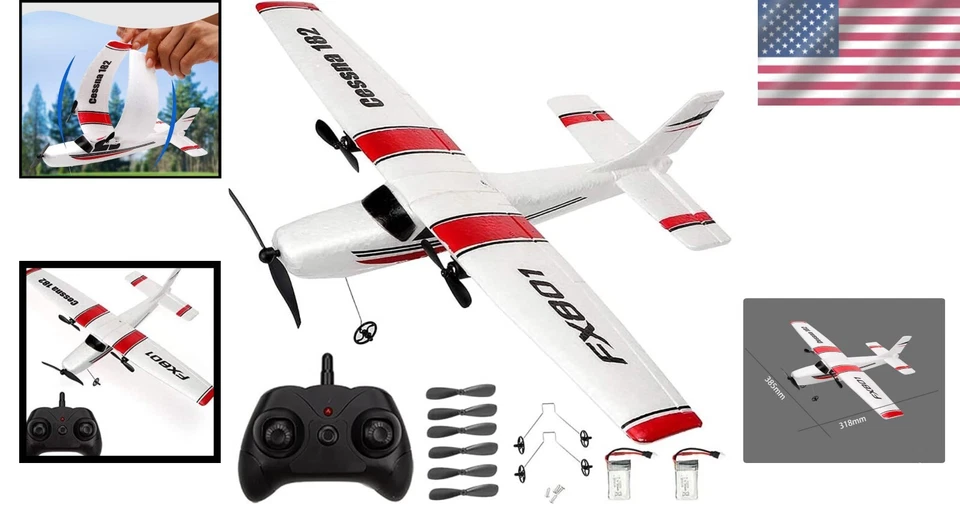 Avión RC Foam Cessna 182 - Kit Hágalo Usted Mismo con 2 Baterías, EPP Diseño Ligero Foto 2 de 4