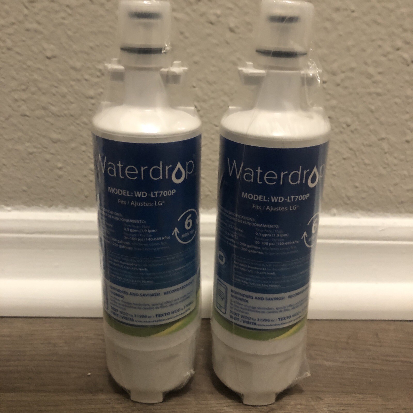2PK WATERDROP REFRIGERATOR WATER FILTER REPLACEMENT FOR LG MODEL WD