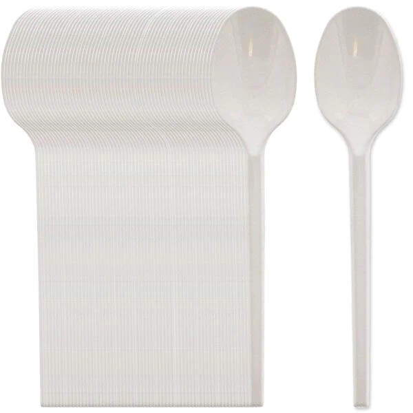 White Plastic Cutlery Spoons Forks Knives 100 Pack Disposable Cutlery
