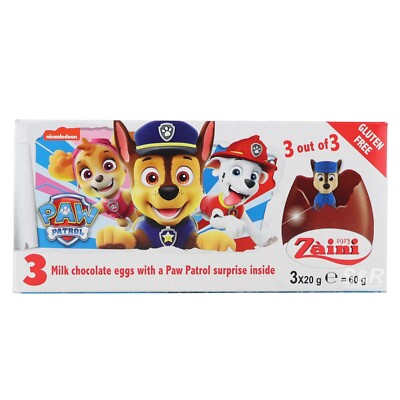 (Pack of 2) Zaini Chocolate Eggs Paw Patrol Tripack 60g