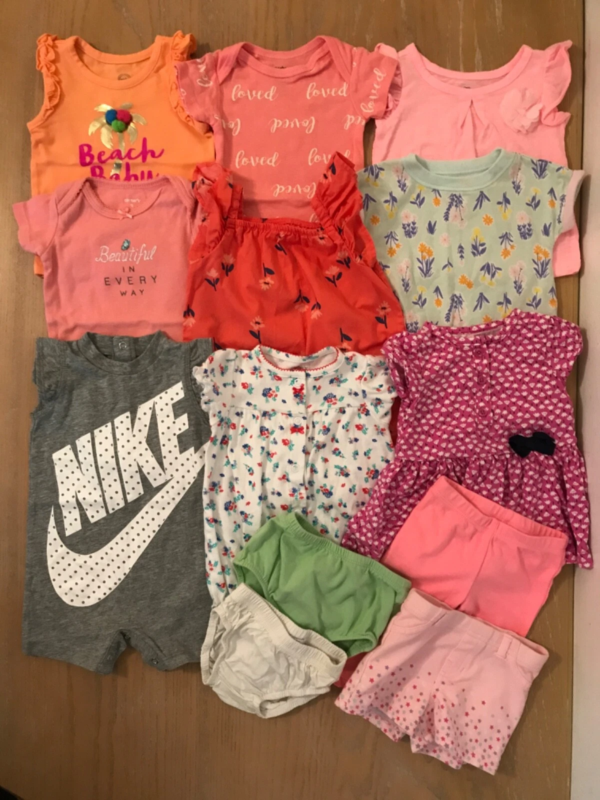 Carter's, Nike, Others Infant Girls Clothing Lot of 13 Size 0-3, & 3 Months