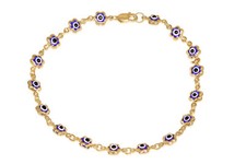 14K Yellow Gold Evil Eye Station Bracelet
