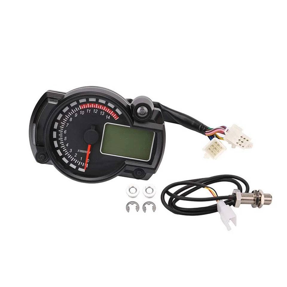Odometer Gauge Motorcycle Speedometer Universal LCD Digital Tachometer - Image 3 of 4