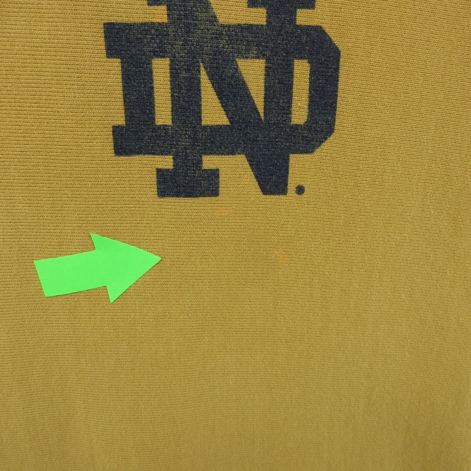 Sudadera Notre Dame Lucha Irlandesa Para Hombre Mediana Amarilla Campeón Tejido Inverso Foto 4 de 4