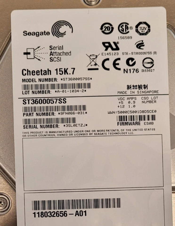 SEAGATE ST3600057SS 600GB 15K SAS 3.5 6Gb/s HDD CHEETAH 15K.7 for DELL R710 R720 - Image 2 of 2
