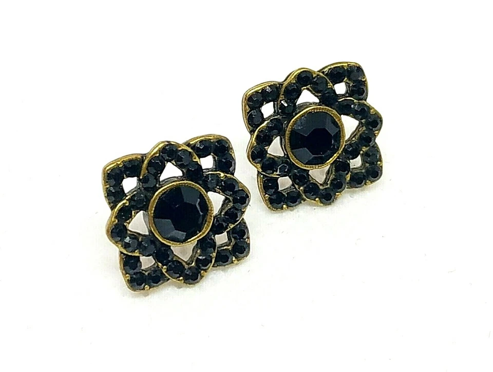Preciosos y suaves pendientes Michal Negrin de cristal negro. Foto 2 de 4