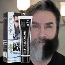 MOKERU Men Black Beard Hair Dye Color Cream Permanent Darkening Hair Coloring