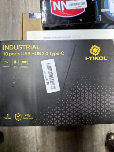 USB 2.0 Hub Type-C Multi Safety 10 Ports Powered with AC Adapter Aluminum