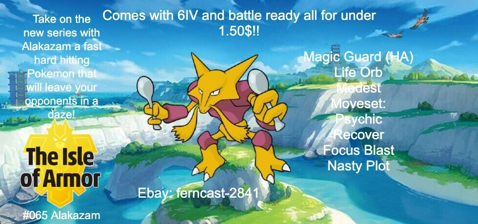 Shiny Alakazam / Pokemon Let's Go / 6IV Pokemon / Shiny Pokemon