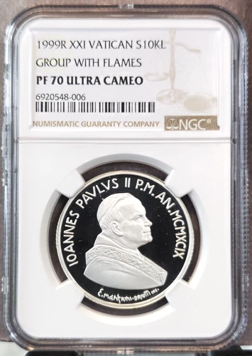 1999 VATICAN SILVER 10000 LIRE HOLY SPIRIT GROUP NGC PF 70 ULTRA CAMEO TOP POP 1