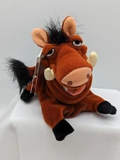 Disney Store Pumba Warthog Pig Mini Bean Bag Plush Toy The Lion King 8" W/Case
