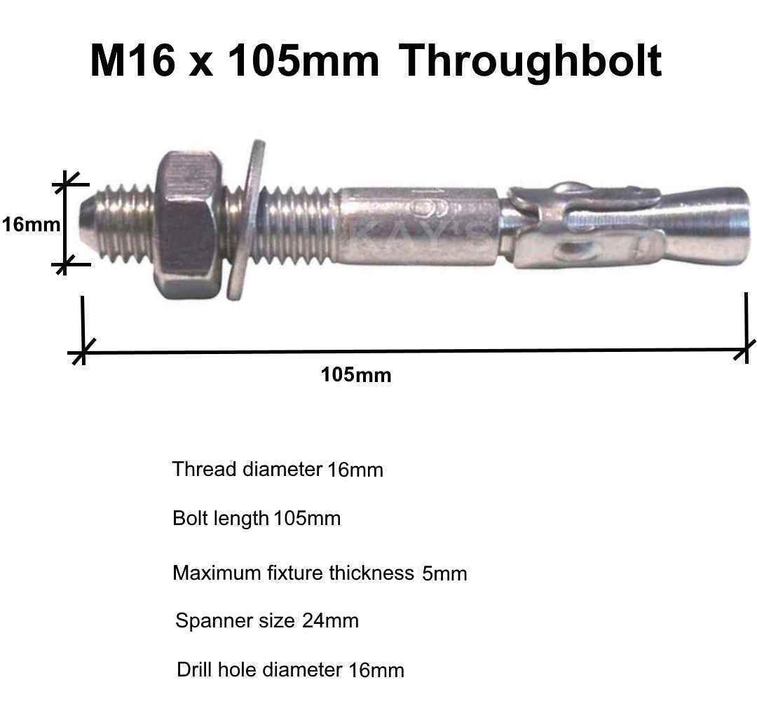 THROUGHBOLT FIXINGS THROUGH ANCHOR WEDGE BOLTS BRICK WALL MASONRY CONCRETE STONE