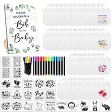 SytuHe 95 Pcs DIY Baby Bibs Decorating Kit50 White Bibs 24 Stencils 20 Fabric...