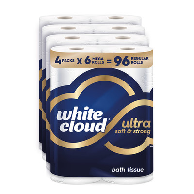 White Cloud Ultra Soft Strong Toilet Paper 4 Packs Of 6 Mega Rolls 96 Regular