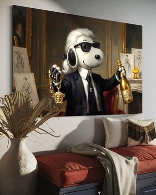 Snoopy Lagerfeld Leinwand Bild Farbig Cartoon Pop Art Peanuts Mode Luxus Fashion