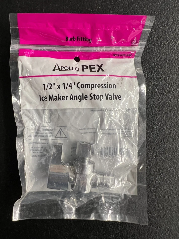 Apollo Water Valve 1/4 Turn Stop Ice Maker 1/2 Pex 1/4 Compression APXVA1214C - Image 2 of 4