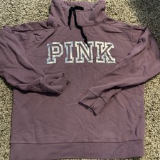 Victoria Secret PINK cowl neck pull over size small deep PINK logo