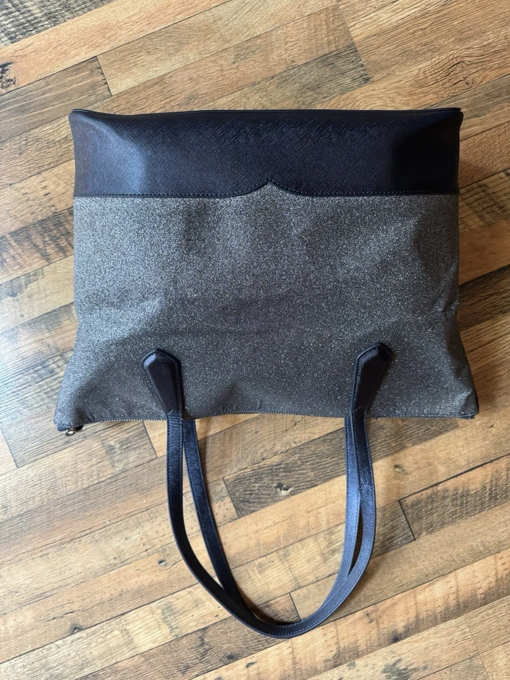 Kate Spade NY Large Lola Glitter Tote Handbag Purse Silver Sparkle Blue READ - Image 3 of 4