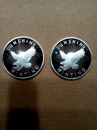 2-Sunshine Silver Eagle Rounds .999 Fine Silver 1 Troy oz. in Protective Capsule