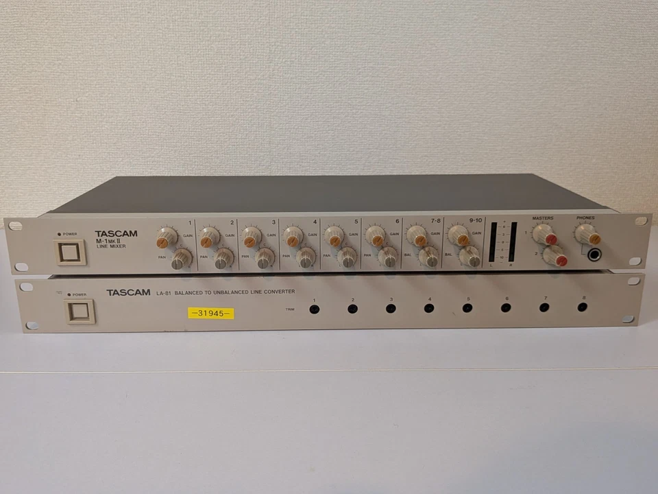 Tascam LA-81 + M-1 MKII Rack Set 8ch Line Converter & Mixer | Vintage Pro Audio
