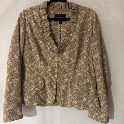 VINTAGE Banana Republic Ruffle  Floral Blazer Jacket Size Large Coquette