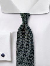 Burberrys London Vintage Silk Tie Teal Navy Blue Circles Apricot Micro Diamonds