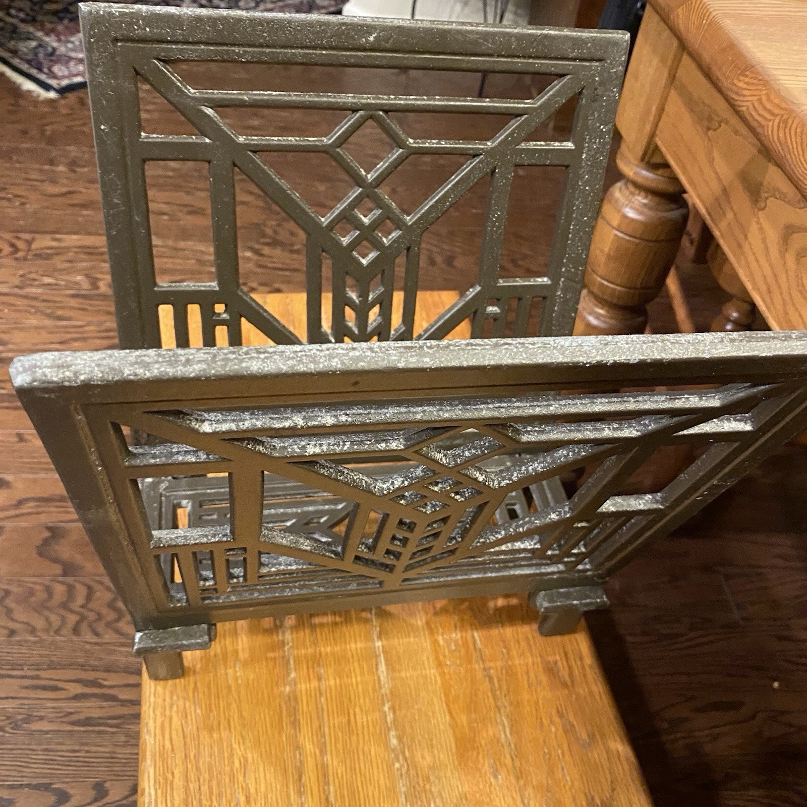 Frank Lloyd Wright Lake Geneva Hotel Design Magazine Rack Cast Iron Metal