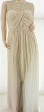 $249 HAILEY Adrianna Papell Rhinestone Pearl Vanilla Gown Formal MAXI Dress 14