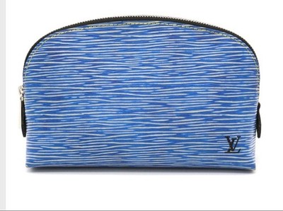 Louis Vuitton Blue Epi Denim Cosmetic Bag Authentic Rare Purse Makeup Organizer