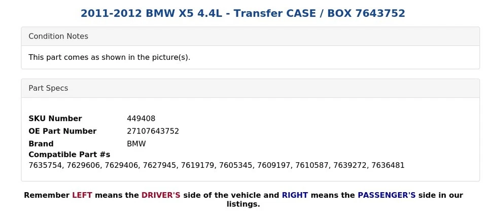 BMW X5 2011-2012 4,4 L - Estuche de transferencia/caja 7643752 Foto 4 de 4