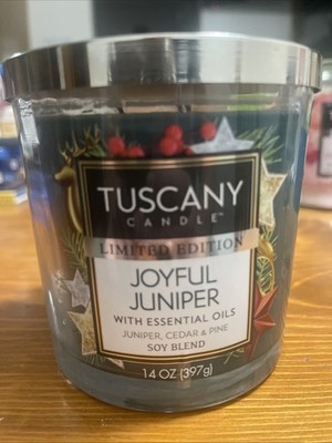 Tuscany Candle Limited Edition Scented Joyful Juniper With Essentials Oils 14OZ