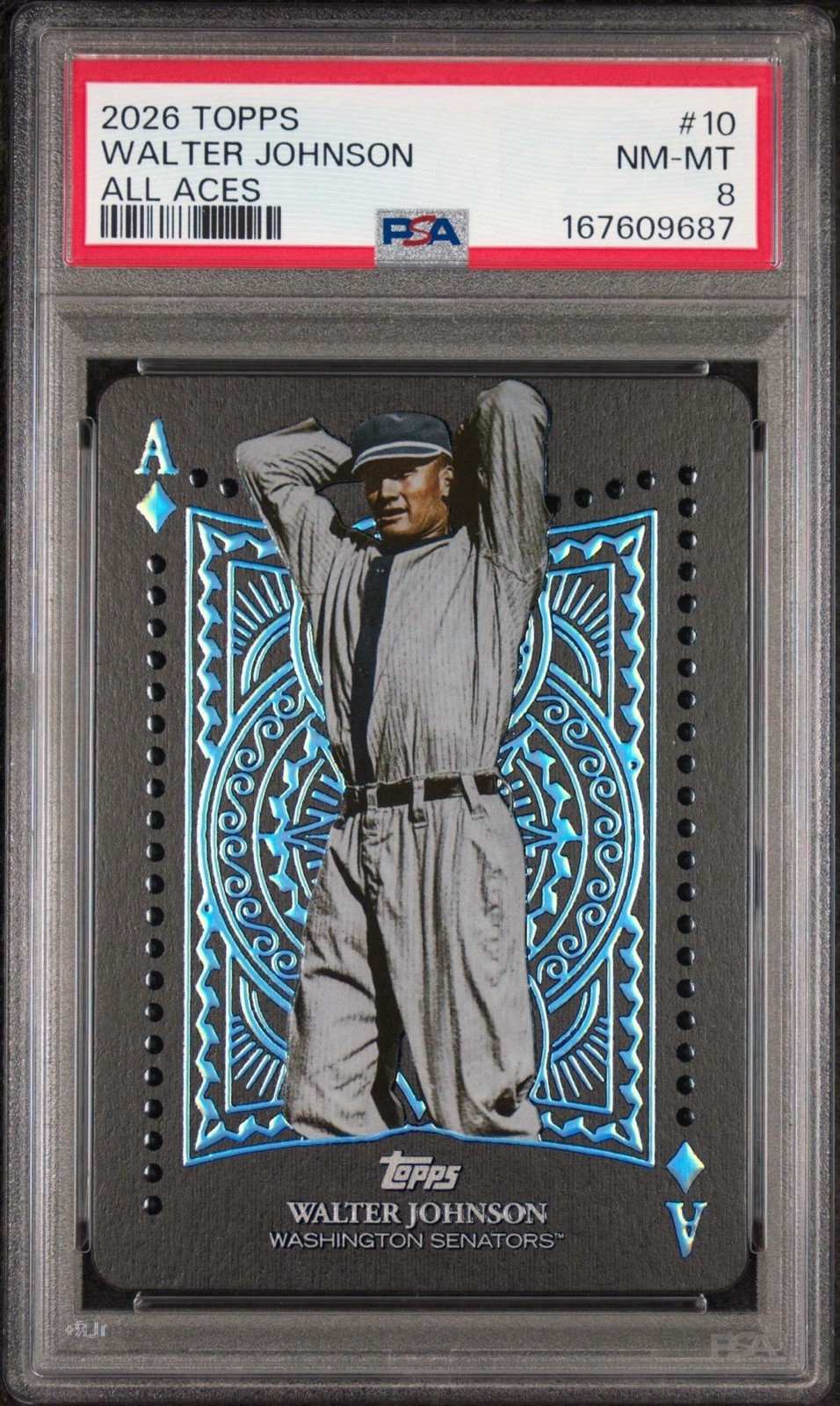 Walter Johnson #AA-10 Baseball Cards 2026 Topps All Aces trading card — raw and PSA graded price guide