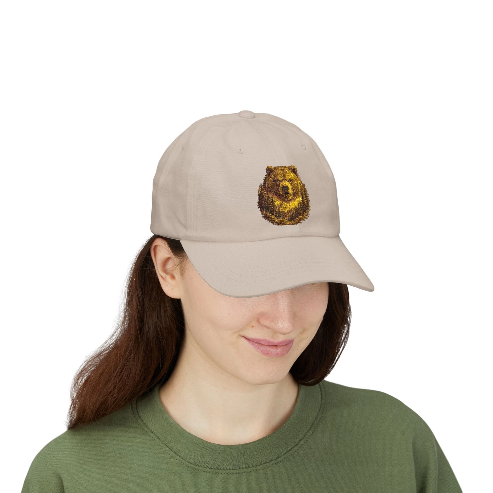 Embroidered Grizzly Bear Dad Cap | Classic Baseball Hat