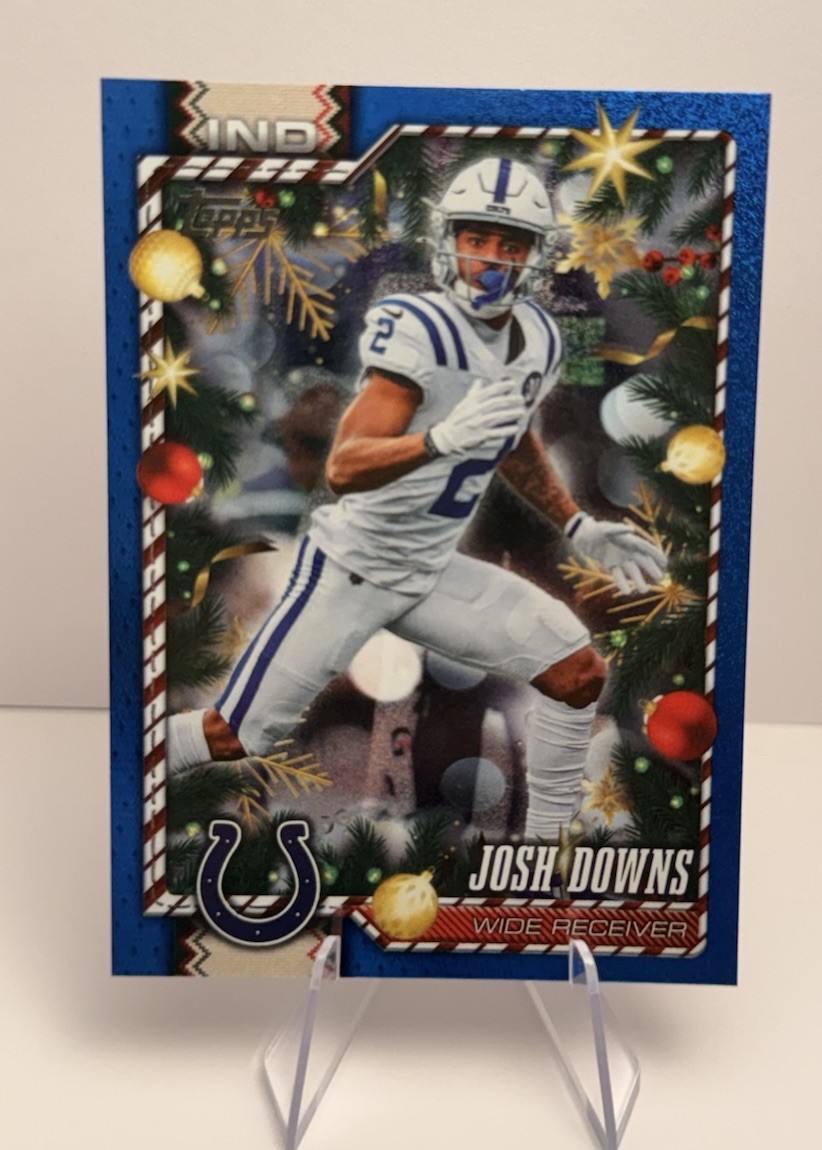 Topps 2026 Topps Holiday Blue Glitter Josh Downs #128 Indianapolis Colts
