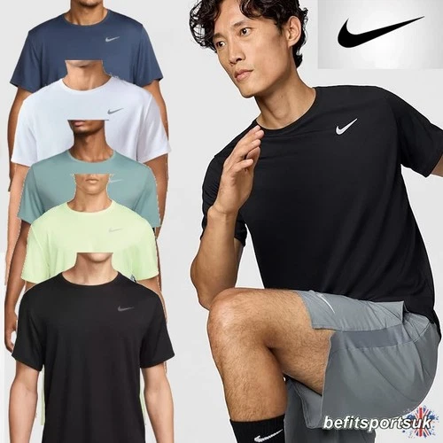 NIKE DRI-FIT MILER UV MENS T-SHIRT FITNESS TRAINING GYM SHORT SLEEVE RUNNING TOP