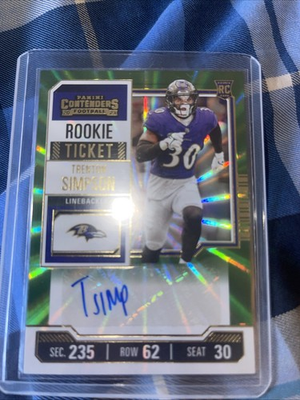 #ad 2023 Panini Contenders Rookie Ticket Trenton Simpson #300 Green Laser AU RC $8.00