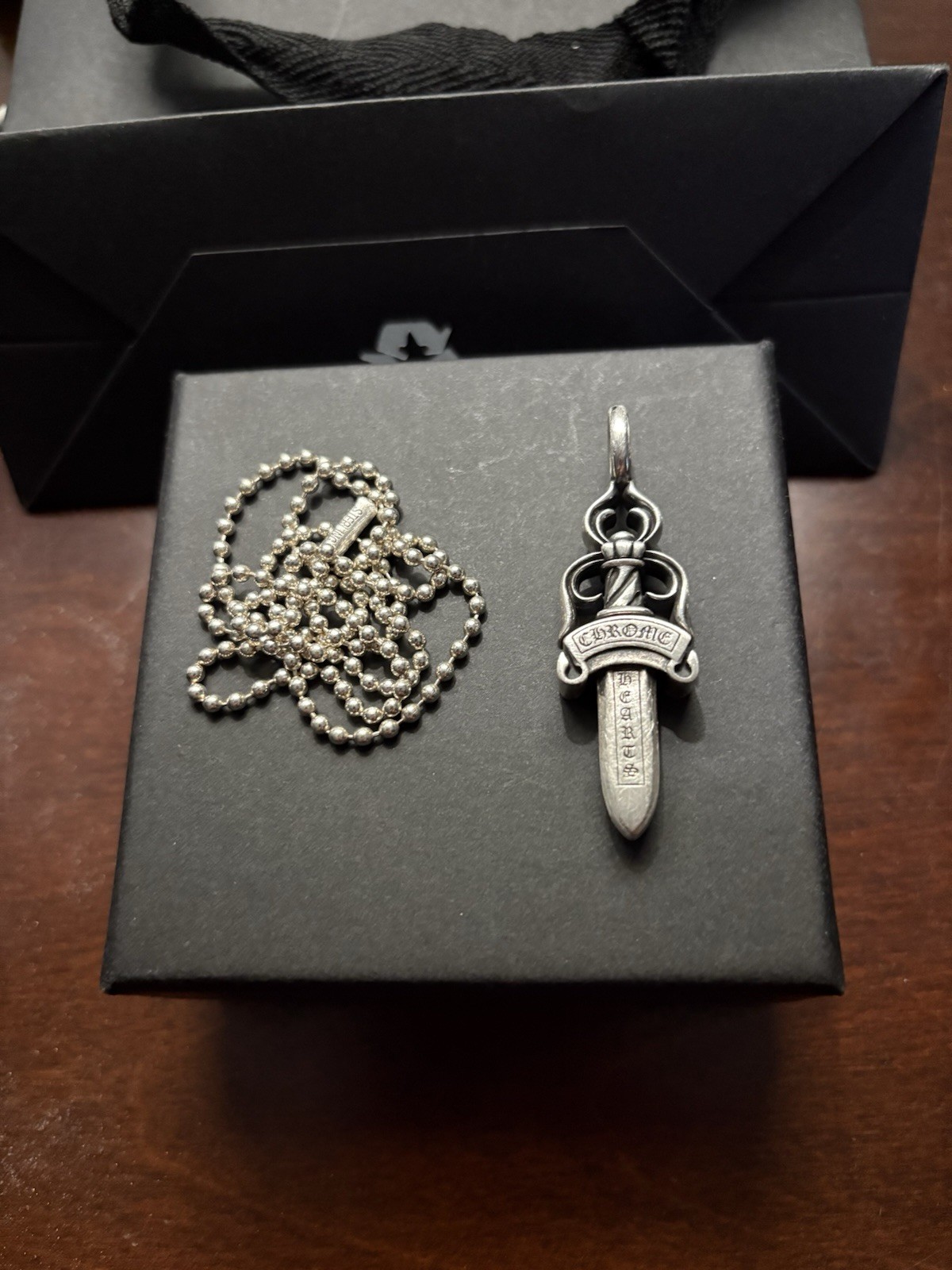 Authentic Chrome Hearts Double Dagger Pendant W B… - image 1