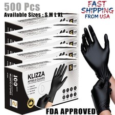 500Pcs Nitrile Gloves,5 Mil Black, Powder-Free Food-Safe Clean Disposable Gloves