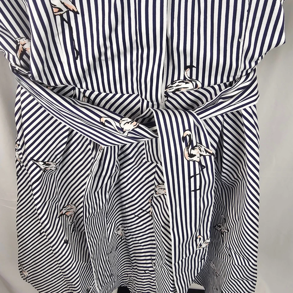 Vestido Camisa Felicity & Coco Azul Marino Blanco Rayas Flamenco Nuevo con Etiquetas Talla M Foto 4 de 4