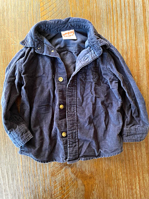 Jumping Beans Boys Navy Blue Solid Corduroy Long Sleeve Button-Up Point Collar