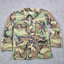 Vintage US Army Jacket Mens Small Woodland Camo BDU Field Combat Coat 90s