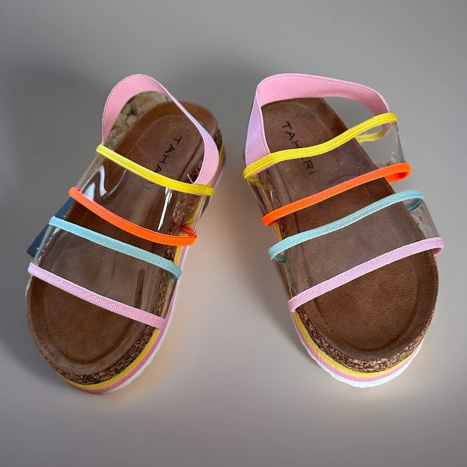 Sandalias Tahari Coriel Niñas Pequeñas Talla 13 Apiladas Suela de Corcho y Plantilla de Gamuza Nuevas con Etiquetas Foto 4 de 4