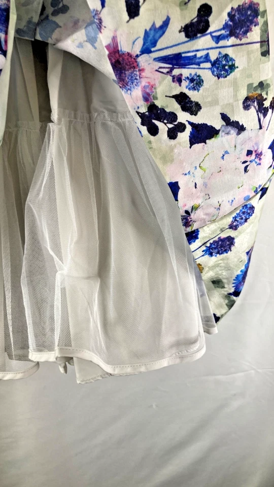 Pippa and Julie Floral Print Girls Dress Blue, Purple, Green Size 8 - Image 3 of 4