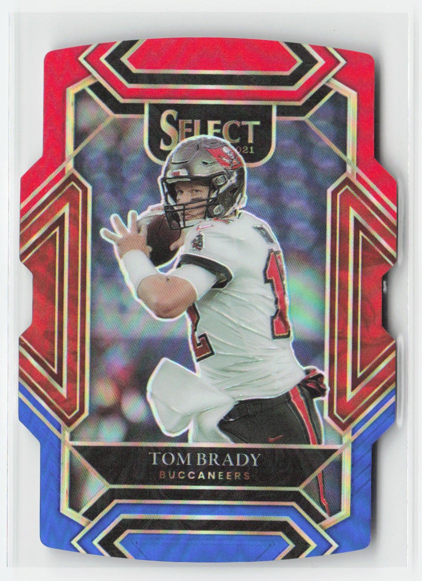 Tom Brady 2021 Panini Select Red & Blue Prizm Die Cut #201 Tampa Bay Buccaneers
