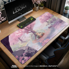 Snorlax Mouse Pad, Pink Cherry Blossom Anime Desk Mat