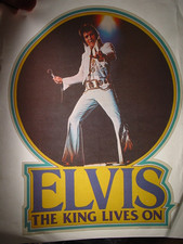 ELVIS PRESLEY VINTAGE 1970's KING LIVES ON ROCK ROLL IRON ON TRANSFER B-9