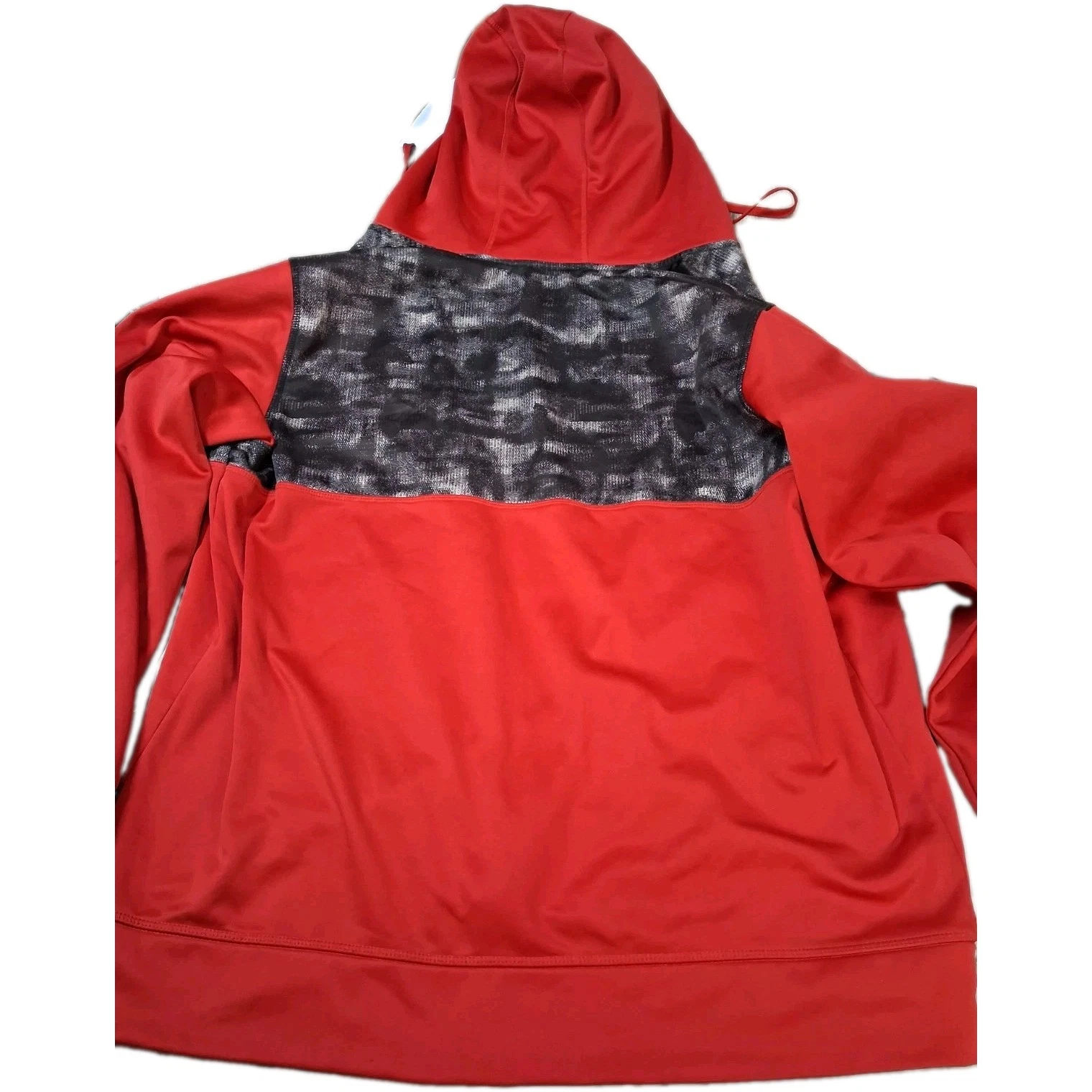 BCG Mens Large Jacket Red Hooded Zip Front 100% Polyester Pockets Black Trim image 2