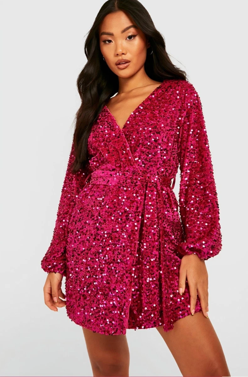 boohoo pink velvet dress Coast Women's Velvet Sequin Bandeau Midaxi Column Dress in Pink